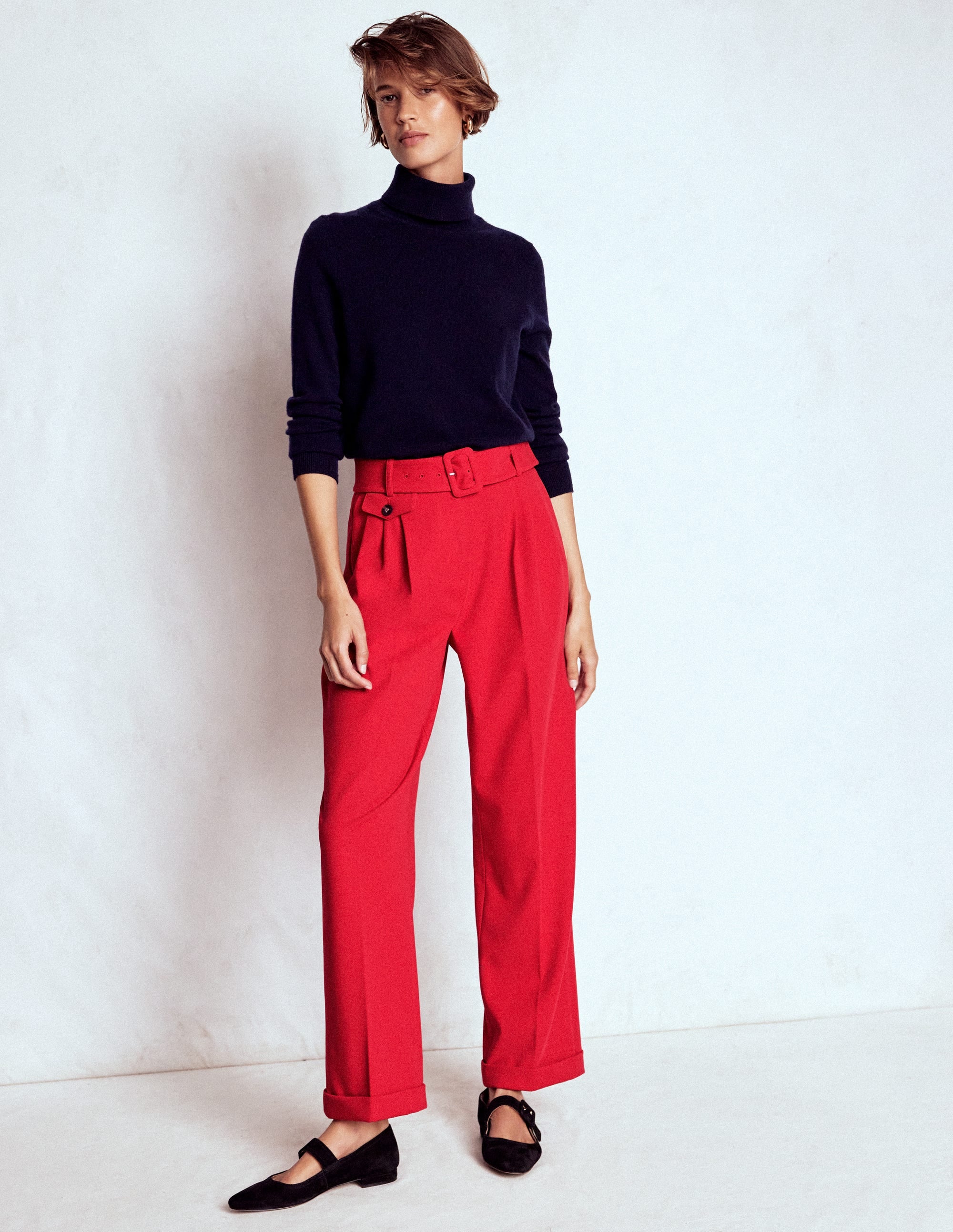 Pantalon plissé sur le devant-Piment - Image 1