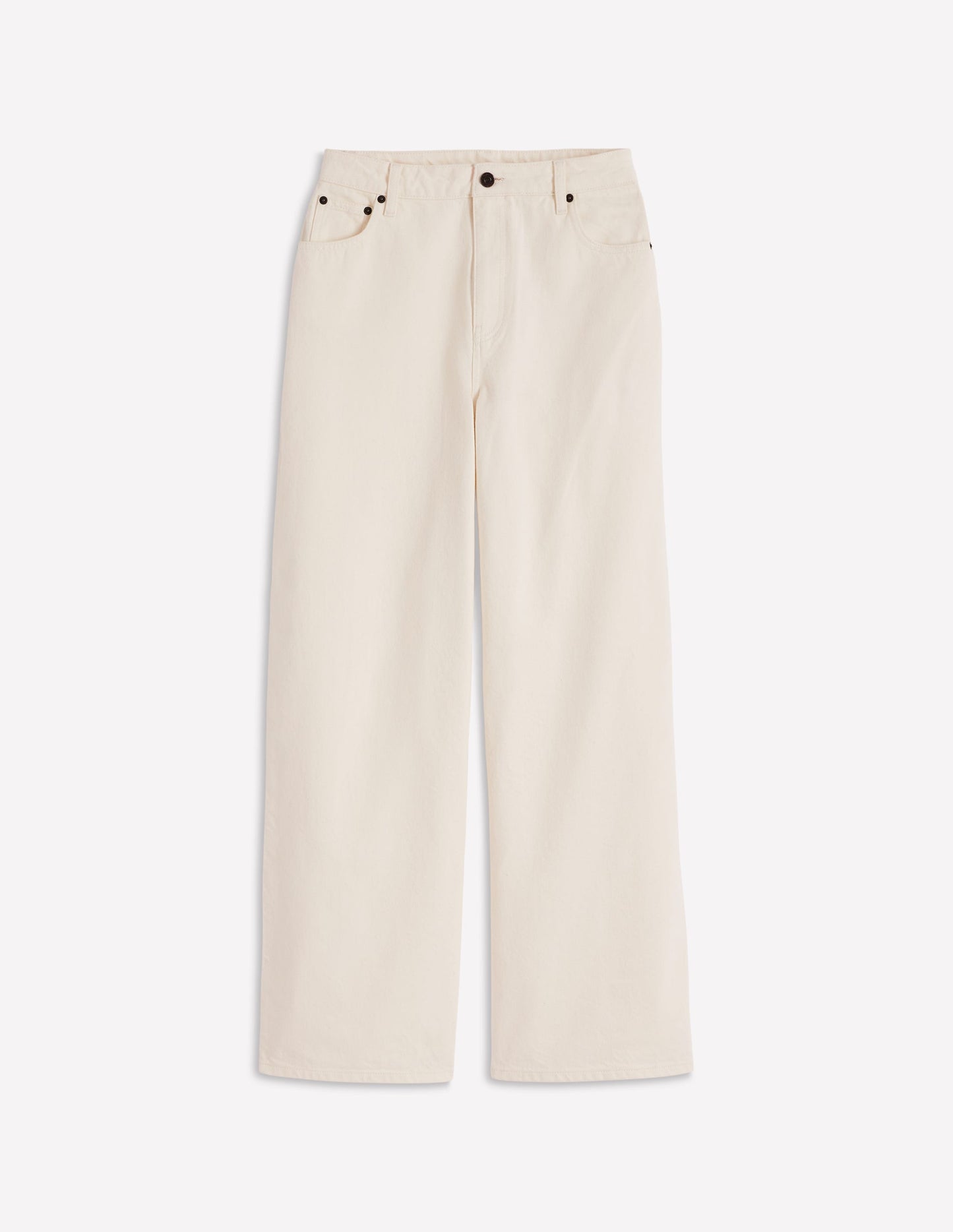 Jeans aus festem Denim mit weitem Bein-Beige