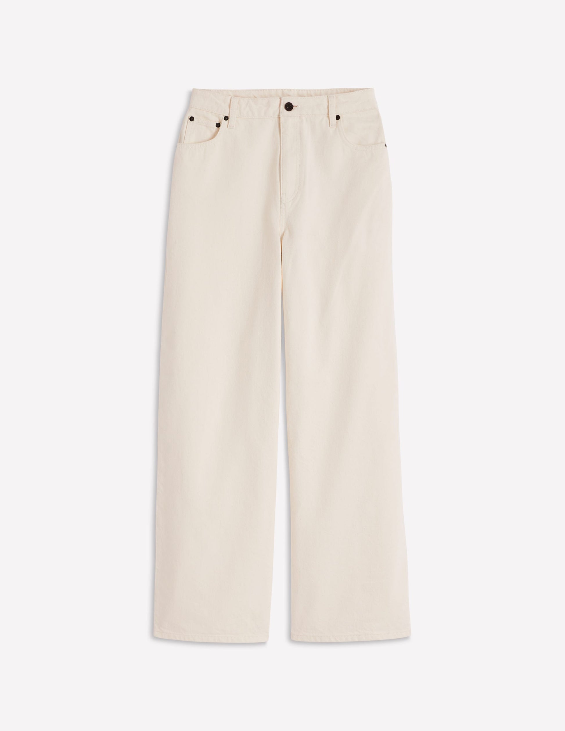 Jeans aus festem Denim mit weitem Bein-Beige-5