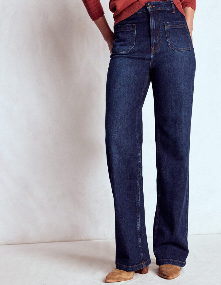 Straight Leg Pocket Jeans-Dark Vintage
