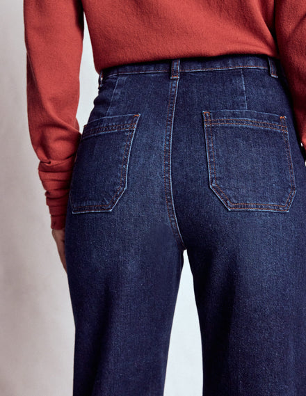 Jeans mit geradem Bein und Tasche-Dunkles Vintageblau