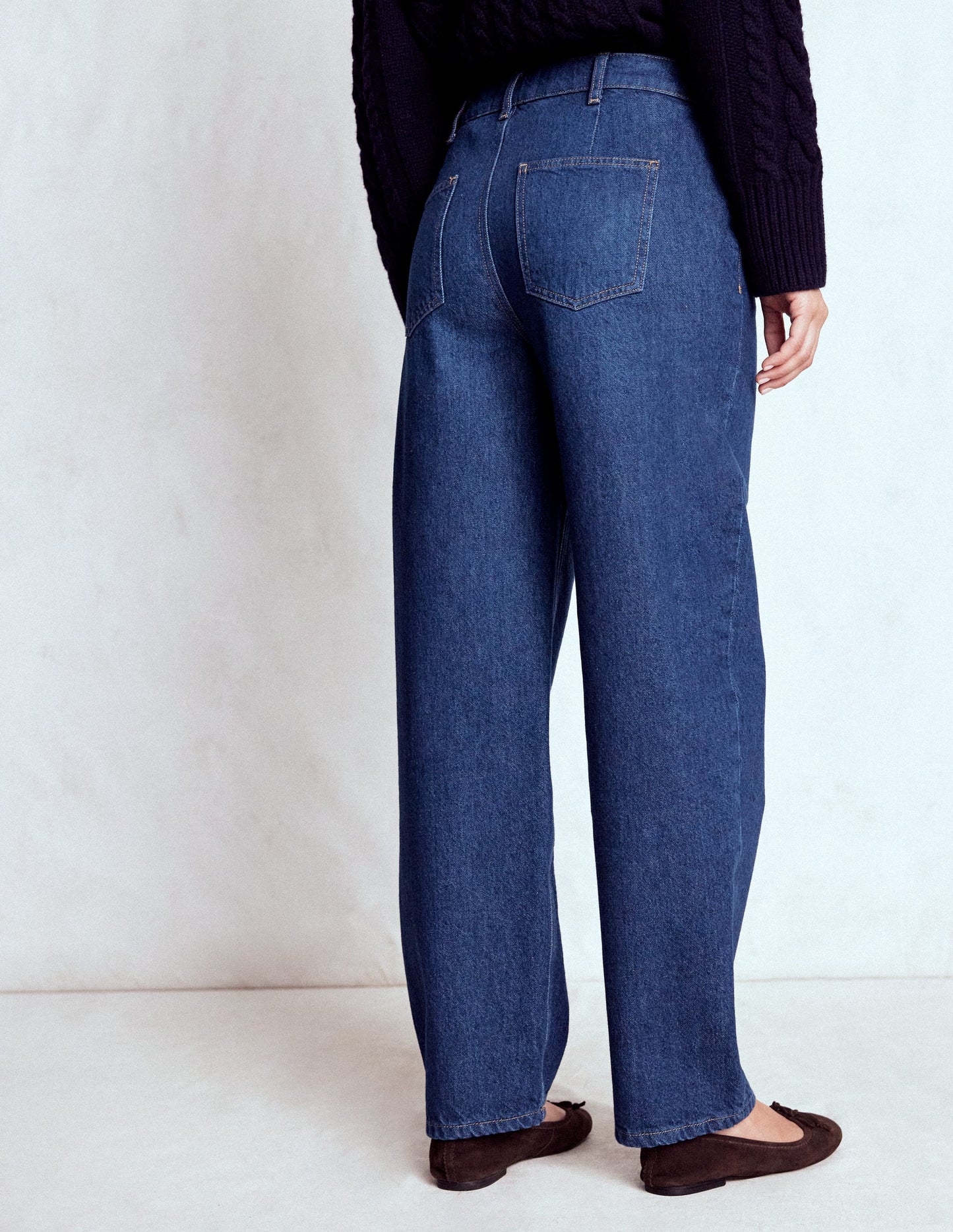 Jean droit à boutons apparents-Indigo