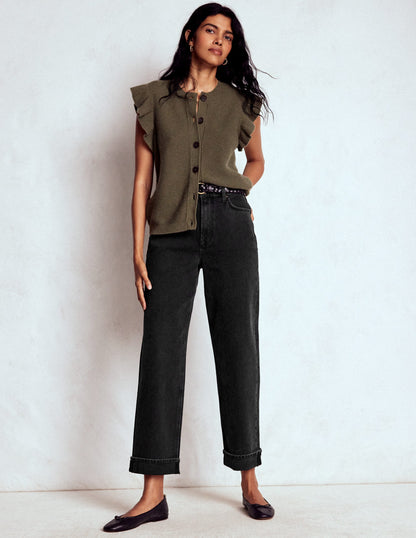 Bequeme, mittelhohe Stretch-Jeans-Verwaschenes Schwarz-1