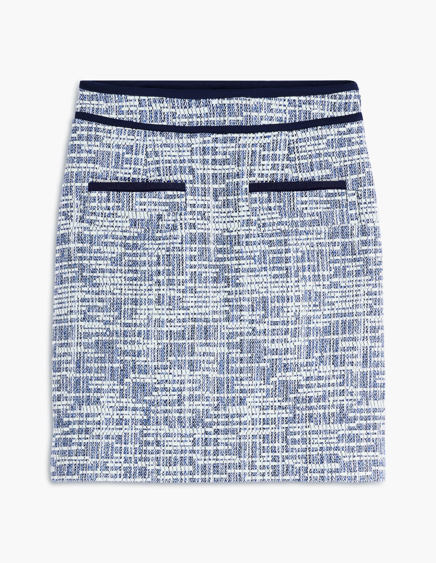 Jupe courte trapèze texturée-Texturé bleu marine
