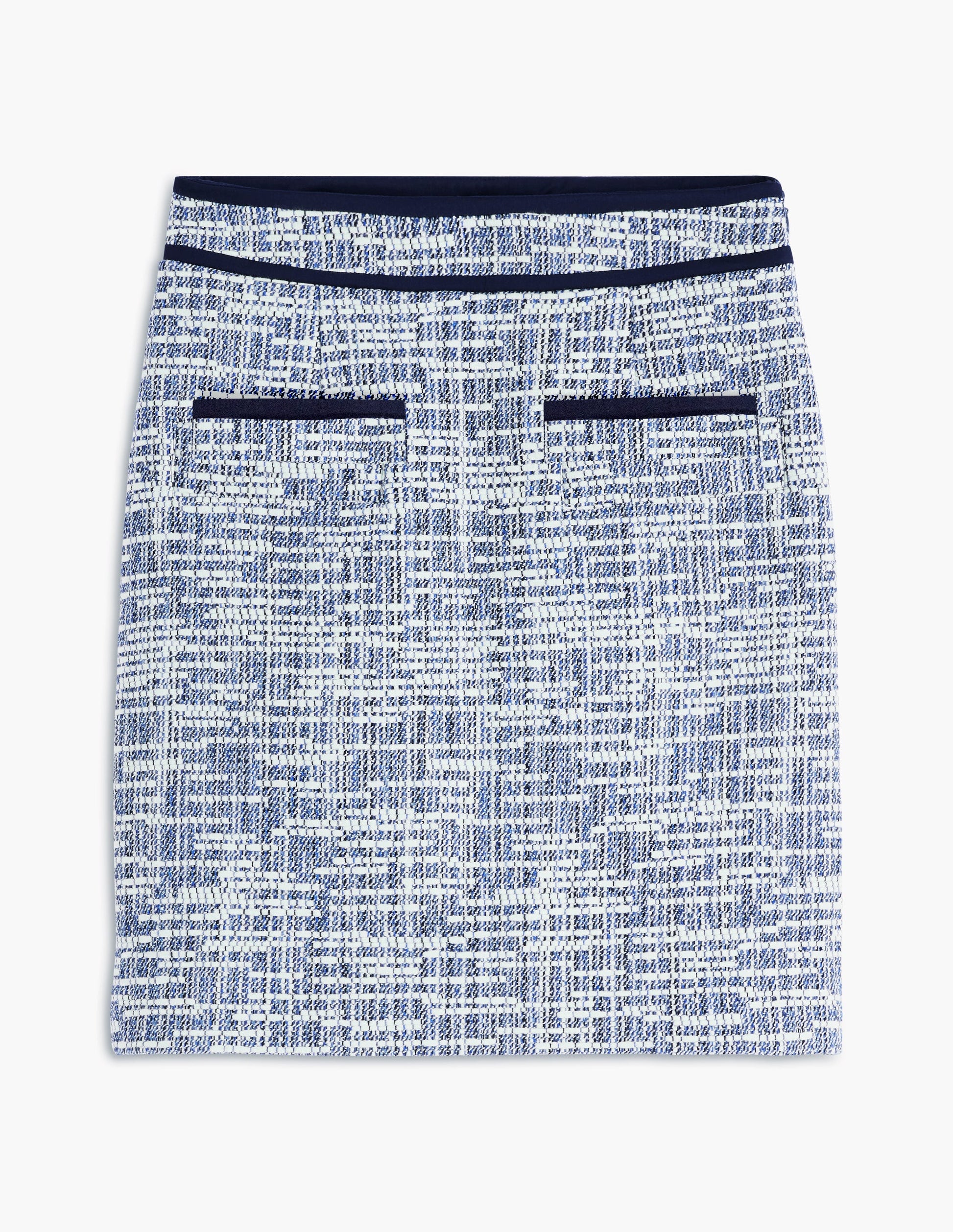 Jupe courte trapèze texturée-Texturé bleu marine-5