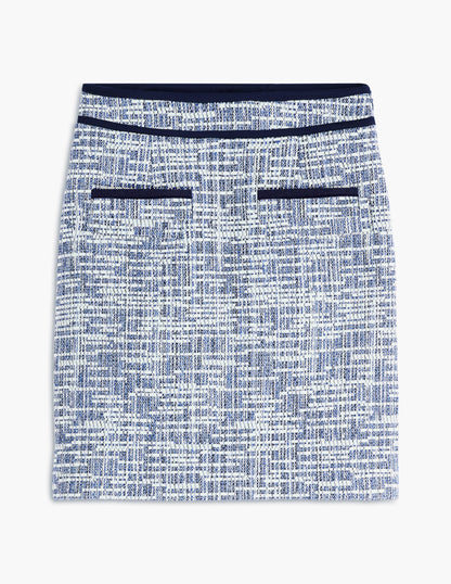 Jupe courte trapèze texturée-Texturé bleu marine-5