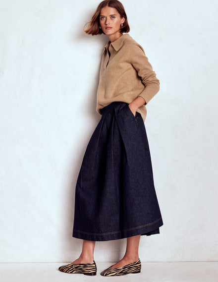 Verity Midi-Jeansrock-Indigo