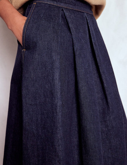 Verity Midi-Jeansrock-Indigo