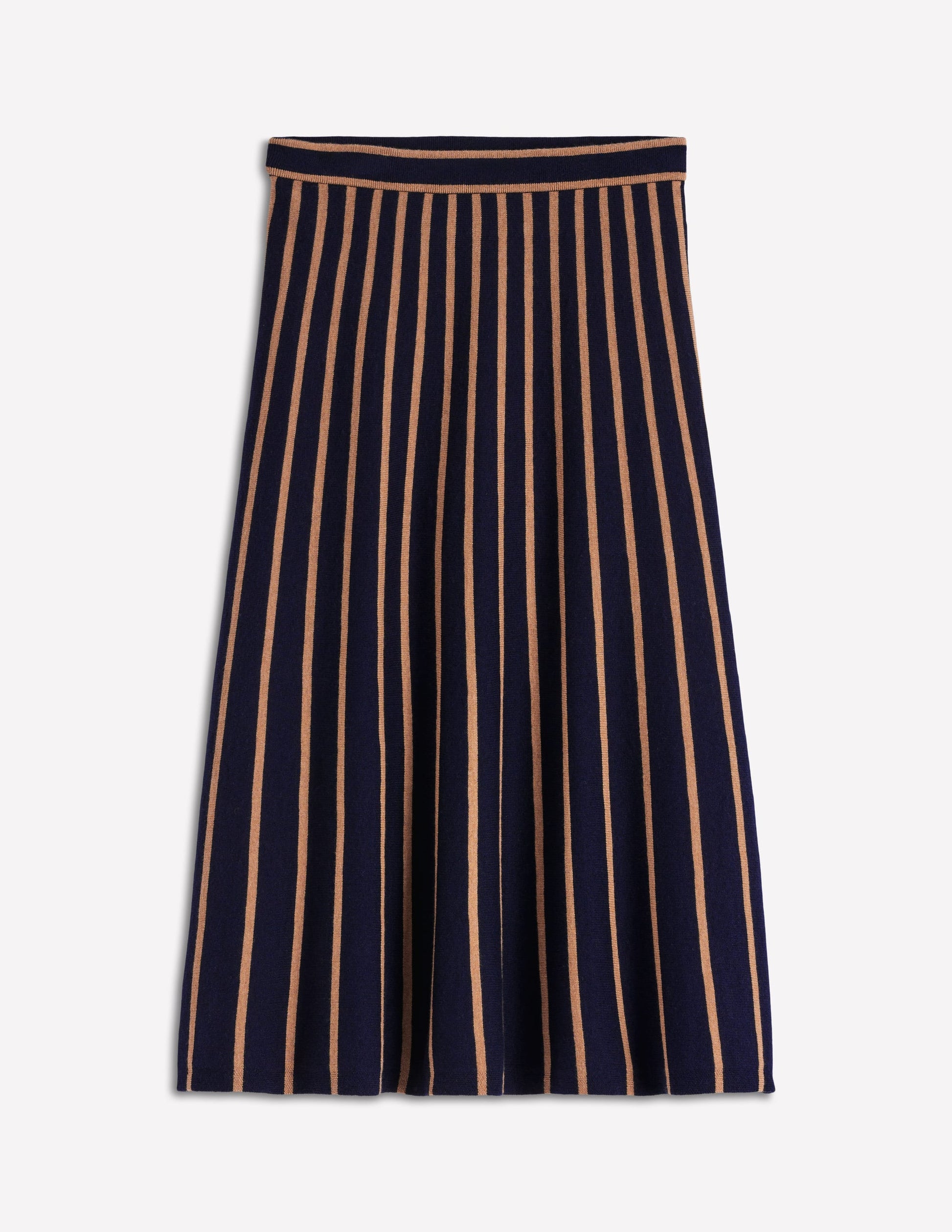 Jupe midi Liz en maille-Rayé bleu marine et camel-6