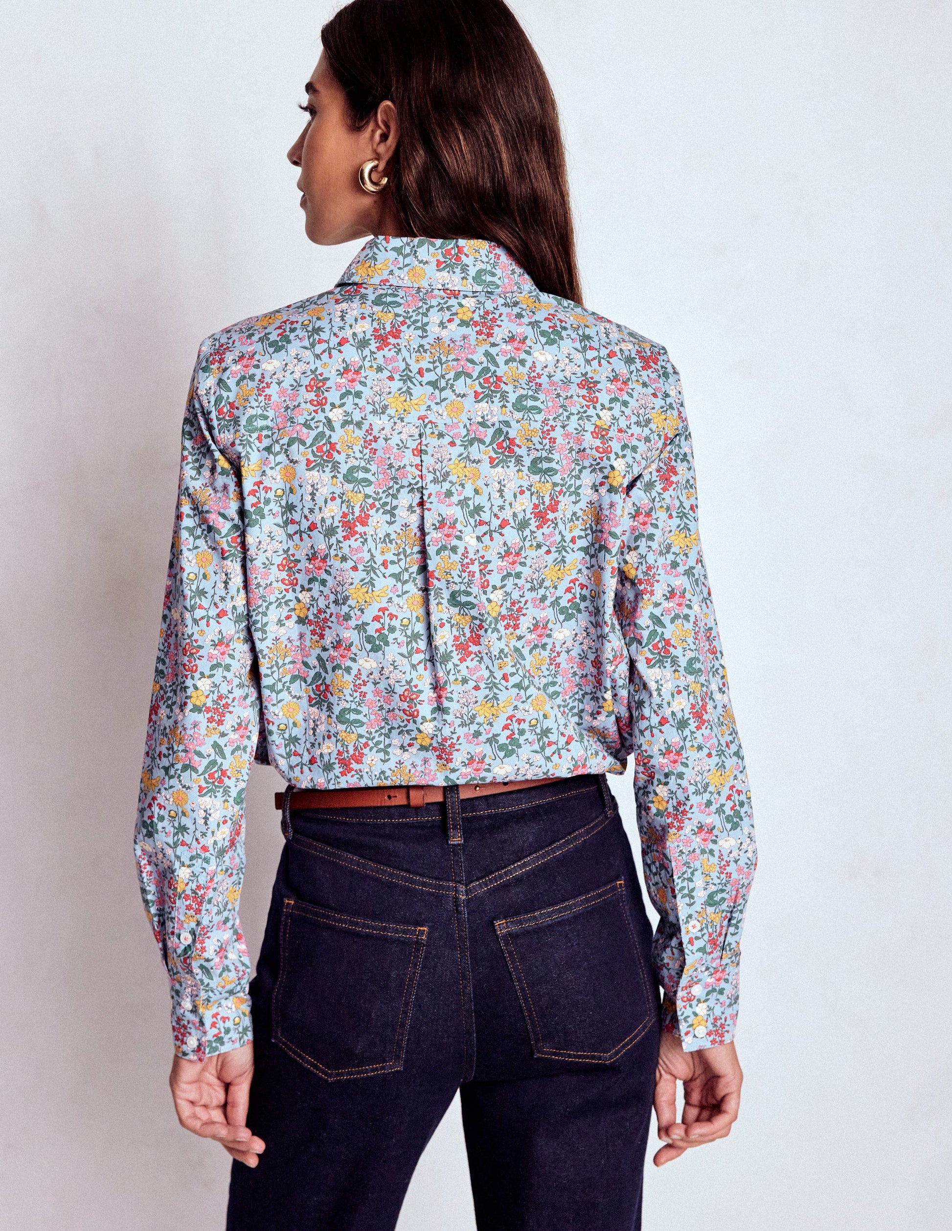 Chemise Sienna en coton-Bleu vent, motif Delicate Meadow-3