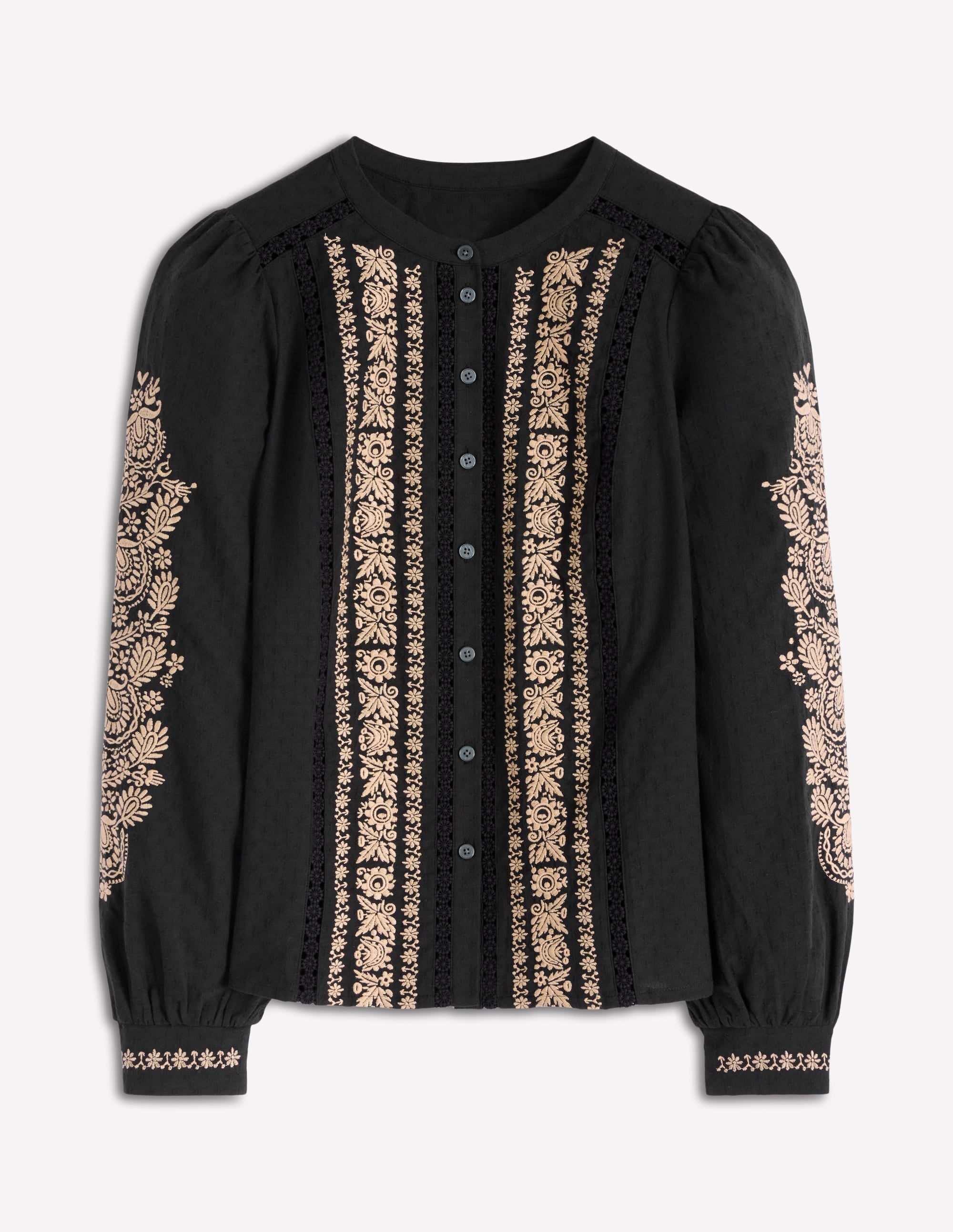 Top brodé en coton-Noir - Image 6