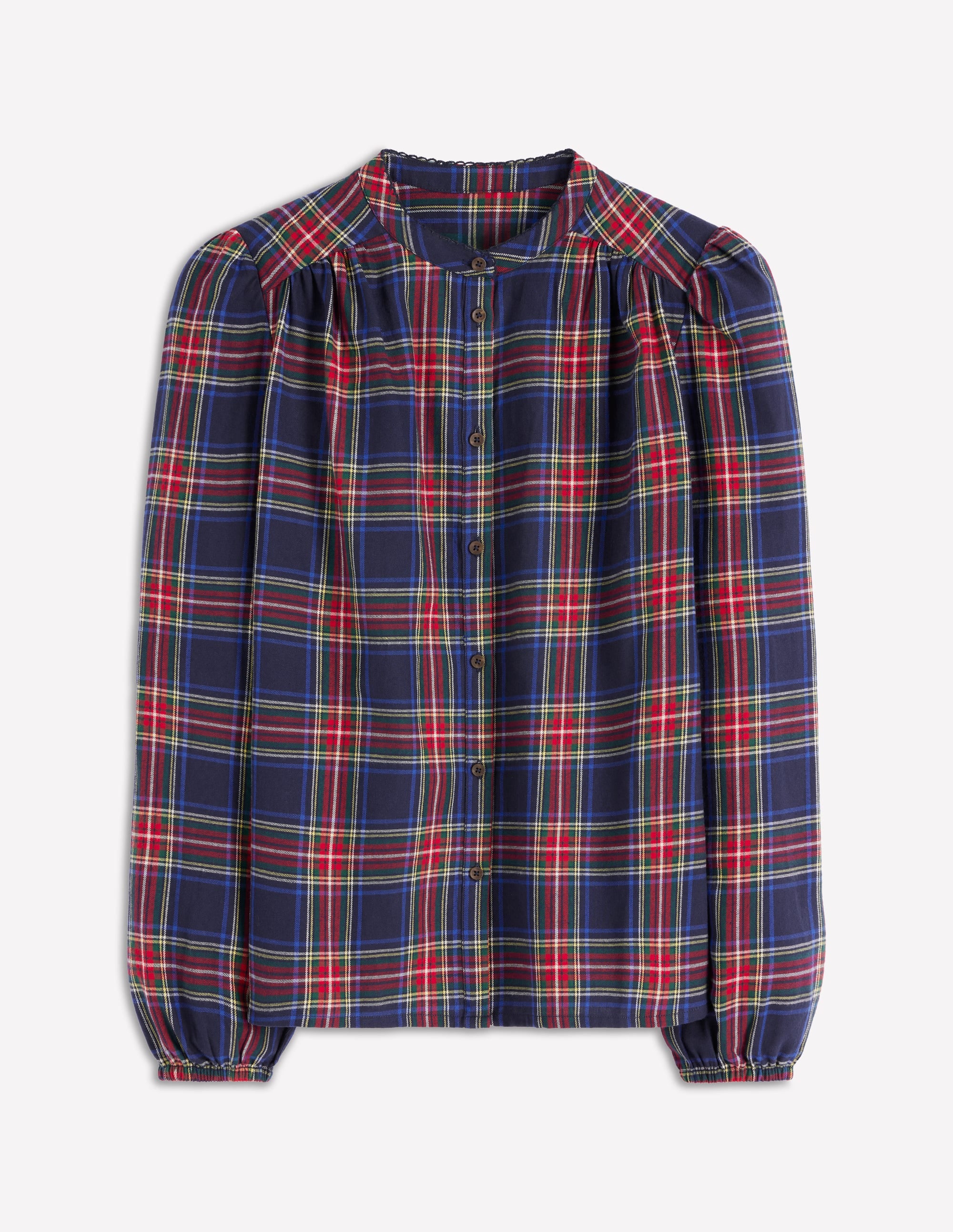 Layla Brushed Cotton Top-Navy and Red Check - Image 5