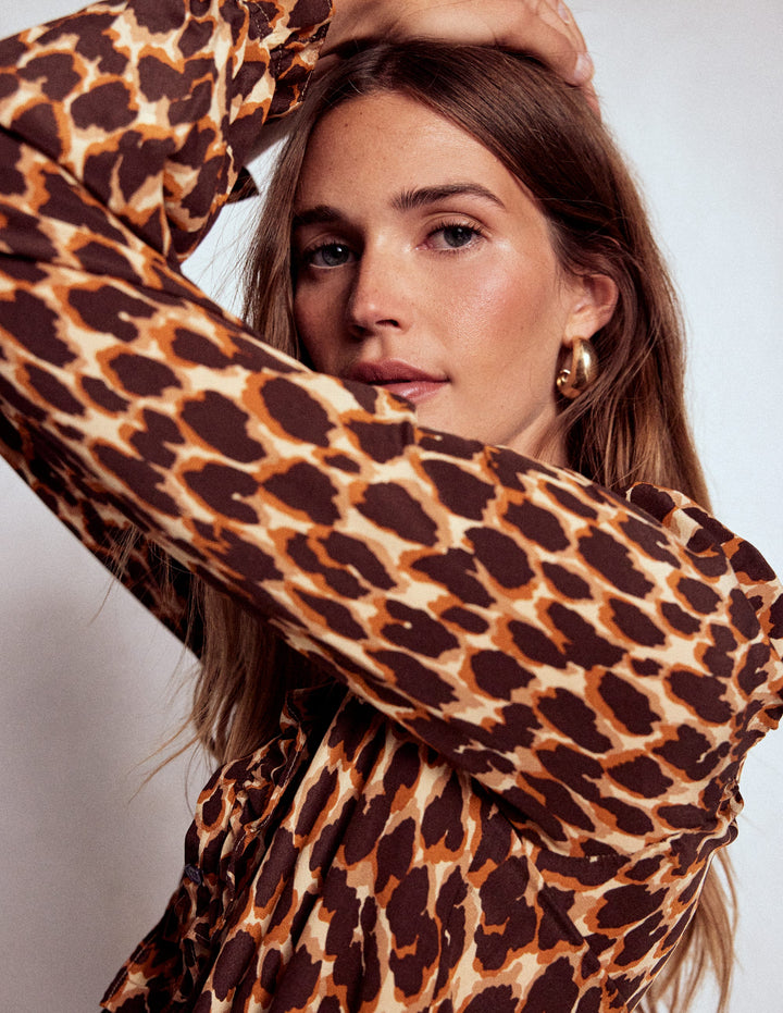 Alice Seidenoberteil mit Rüschen vorn-Leopardenpunkte