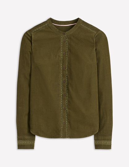 Chemise Victoria en velours côtelé-Vert des bois-5