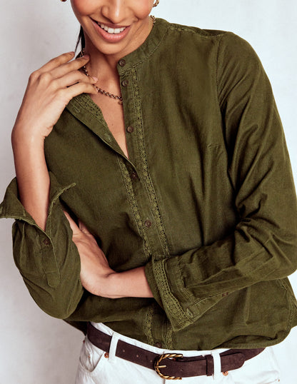 Chemise Victoria en velours côtelé-Vert des bois-2
