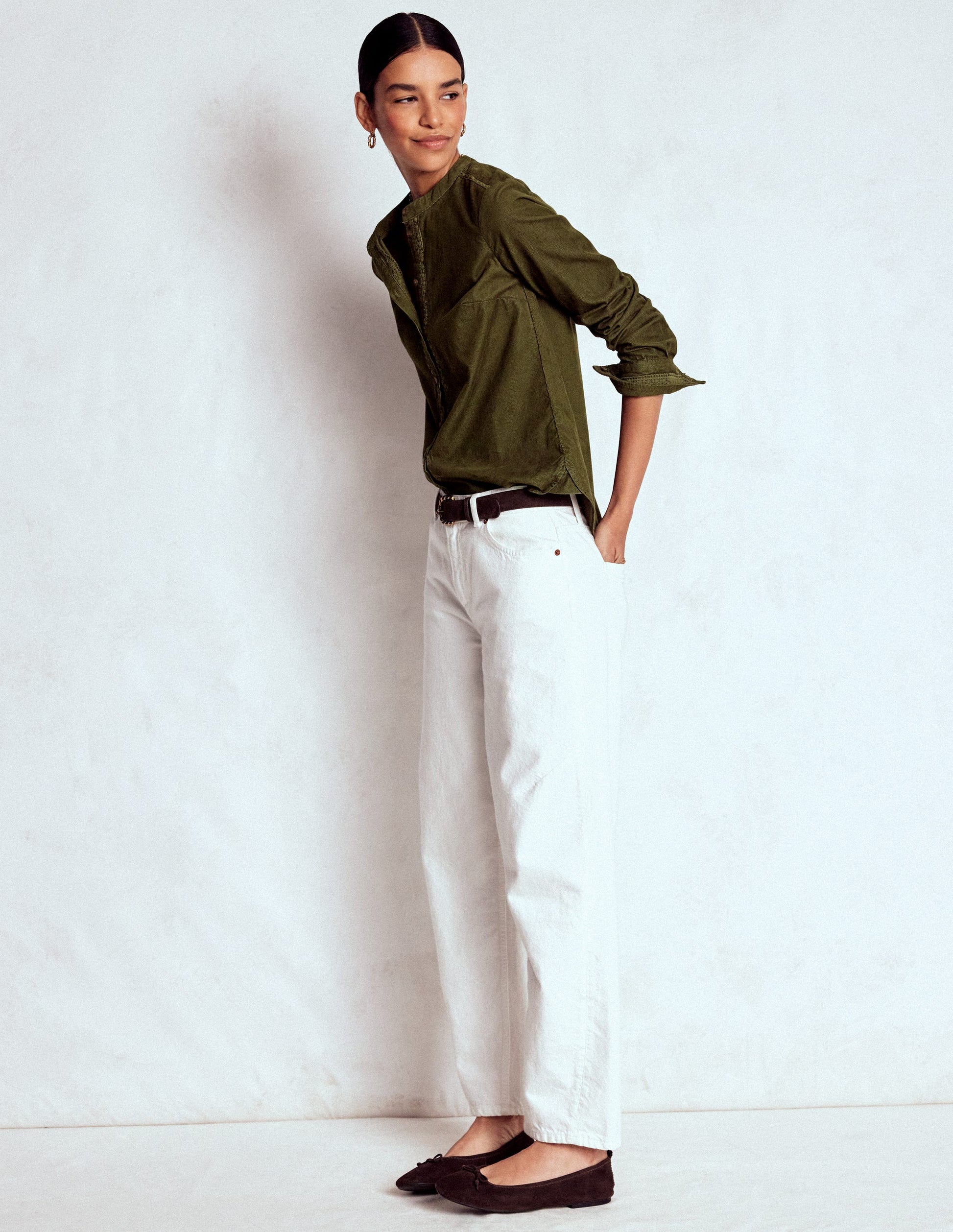 Chemise Victoria en velours côtelé-Vert des bois-4