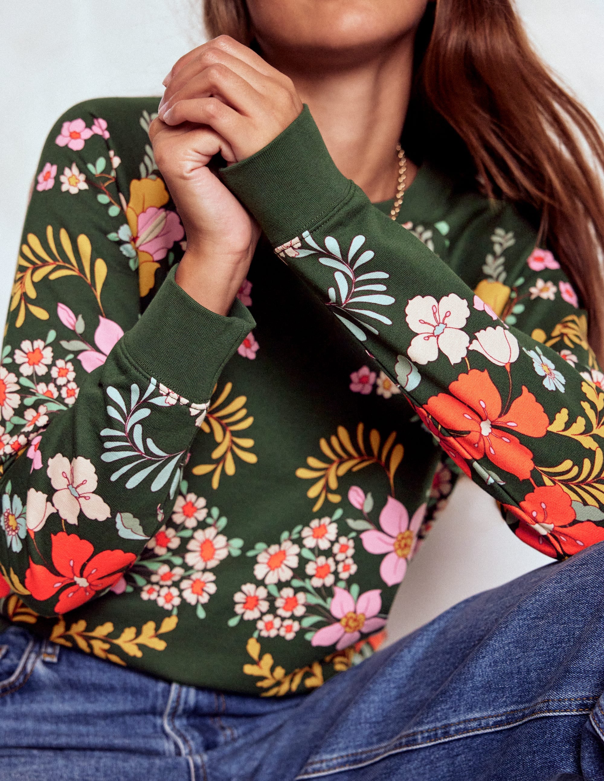 Rosa Bedrucktes Sweatshirt-Wald, Blühender Garten - Image 2