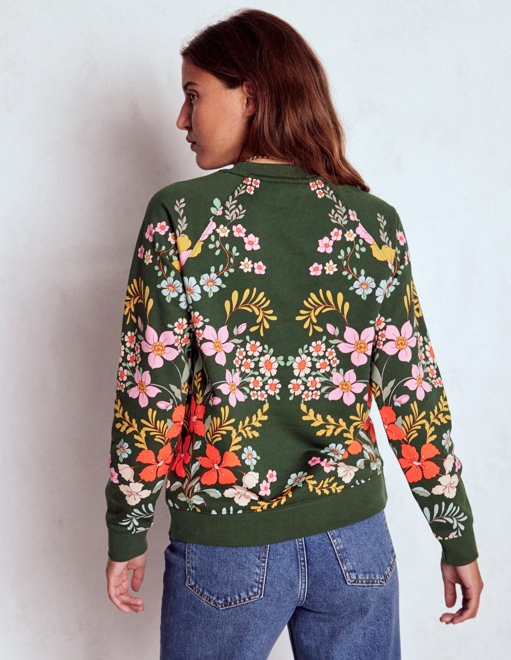 Rosa Bedrucktes Sweatshirt-Wald, Blühender Garten - Image 3