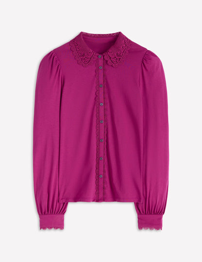 Bluse mit Spitzenkragen-Sattes Magenta-5