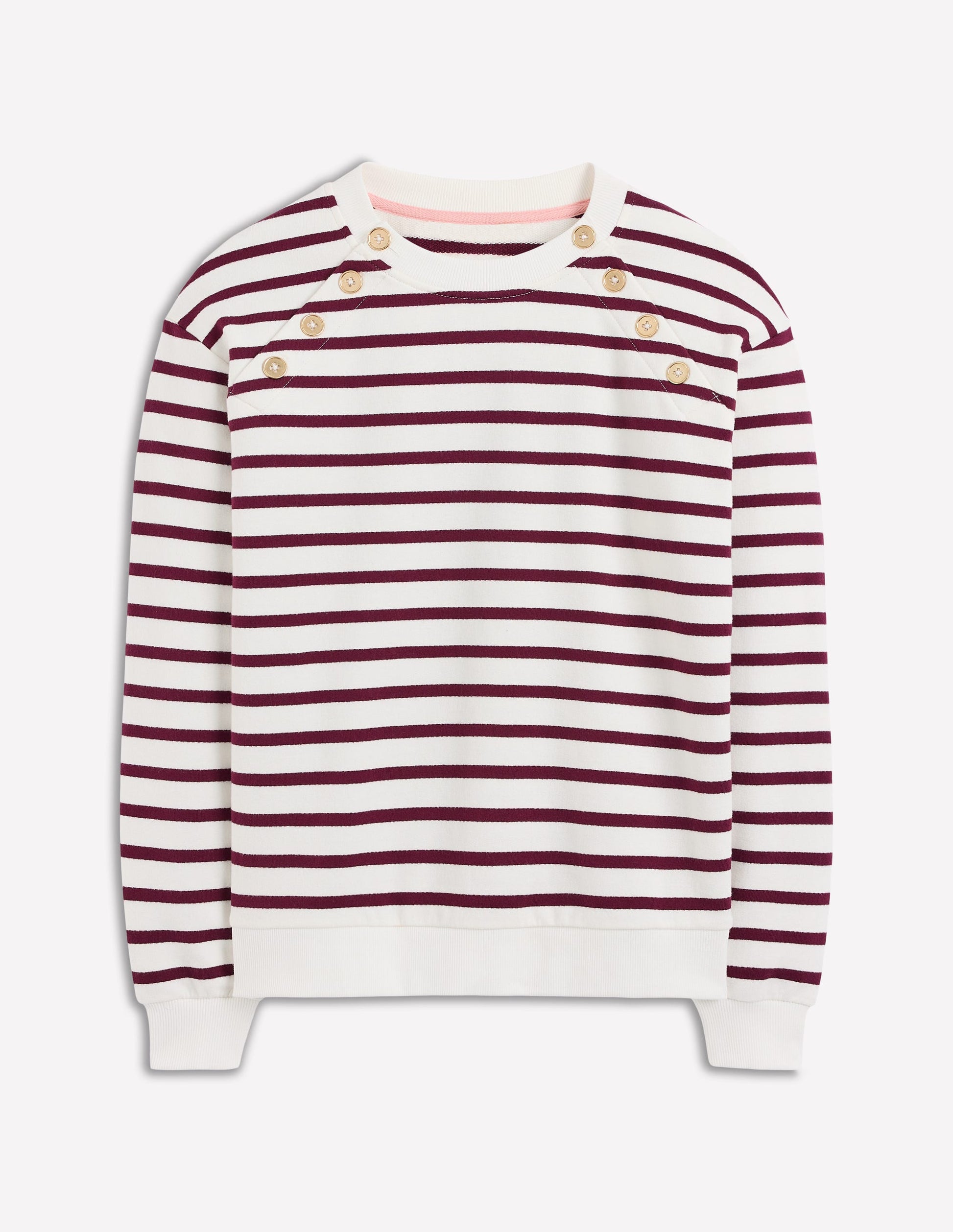 Sweatshirt mit Knopfdetail-Dunkler Blauregen, Naturweiß-5