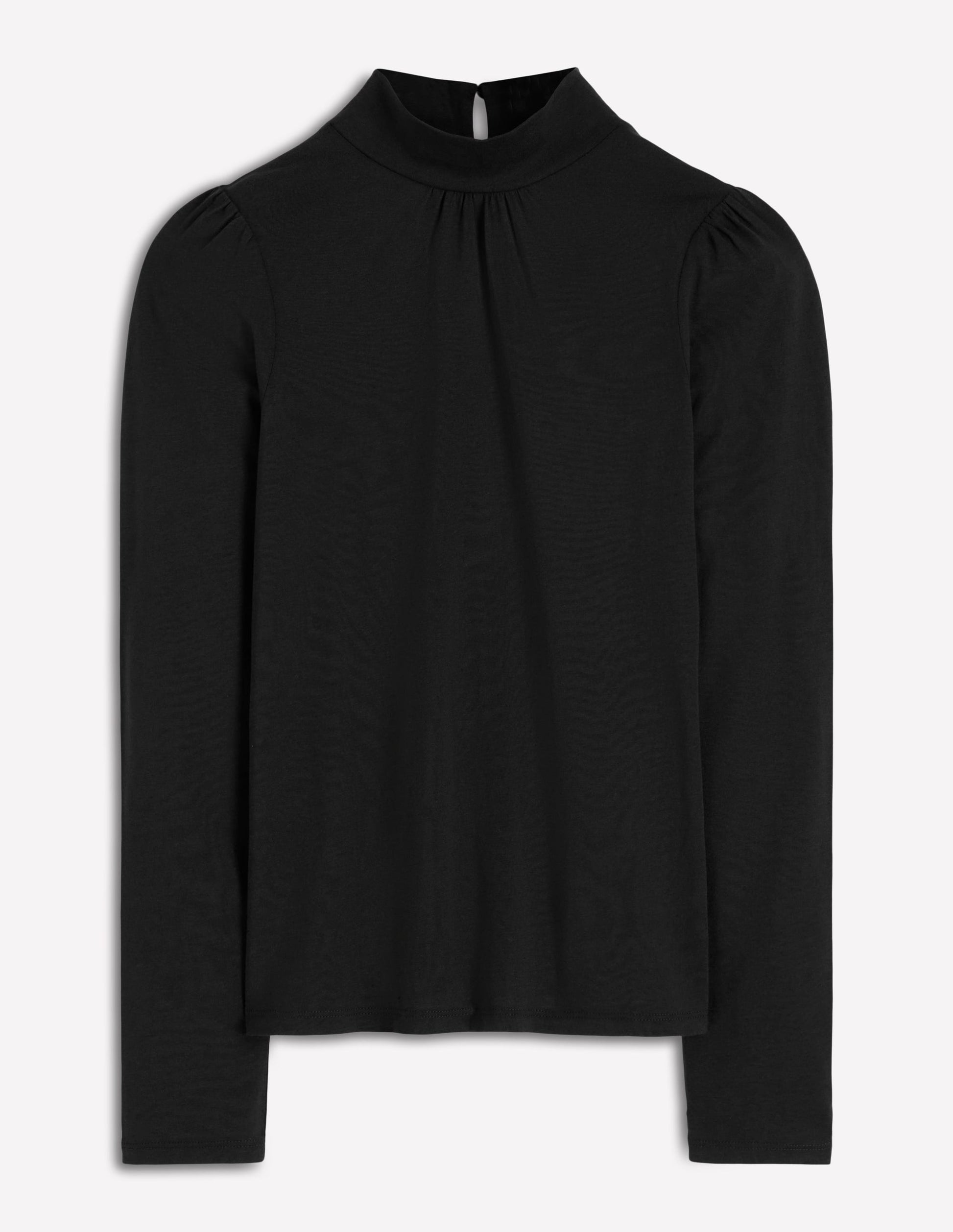 Jerseyoberteil mit Puffärmeln-Schwarz-5