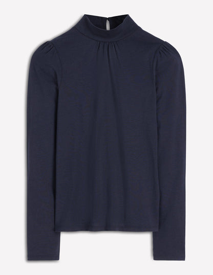 Jerseyoberteil mit Puffärmeln-Marineblau-5