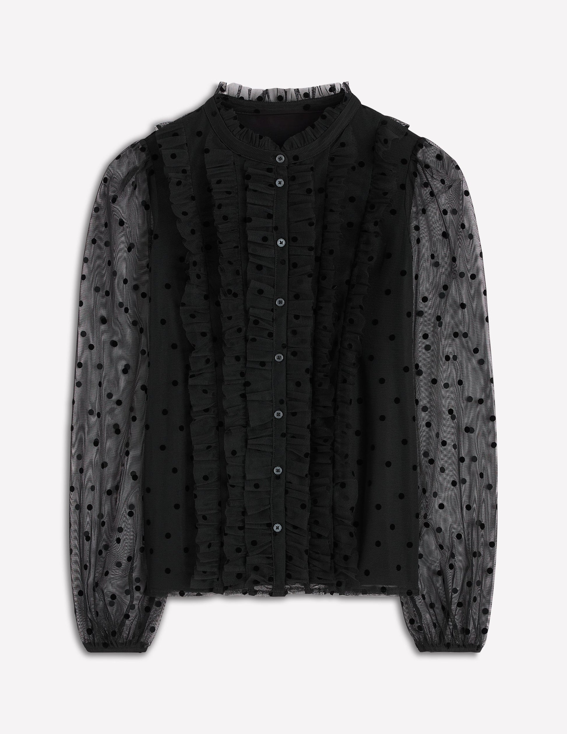 Rüschenbluse aus Tüll-Schwarz-6