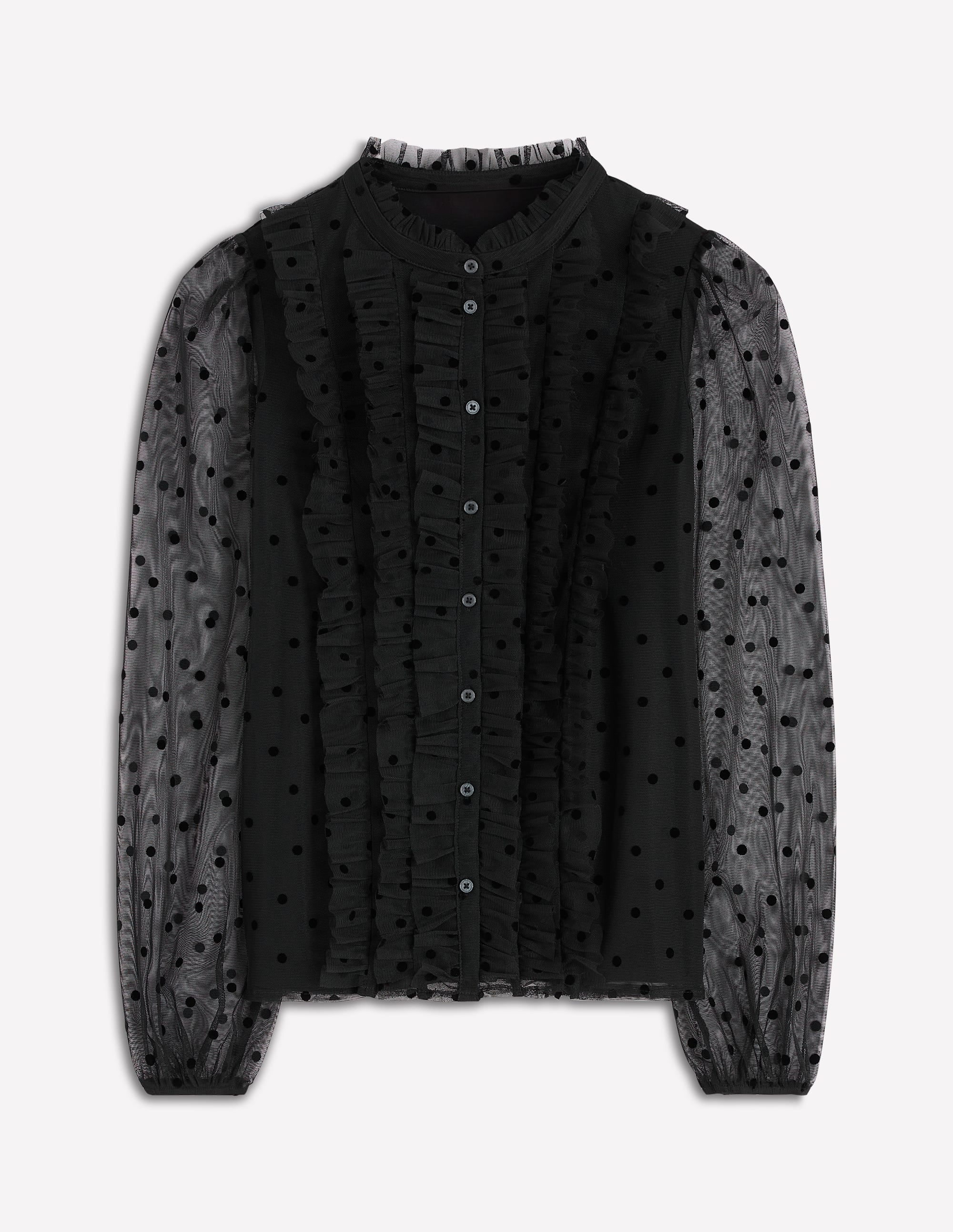 Rüschenbluse aus Tüll-Schwarz - Image 6