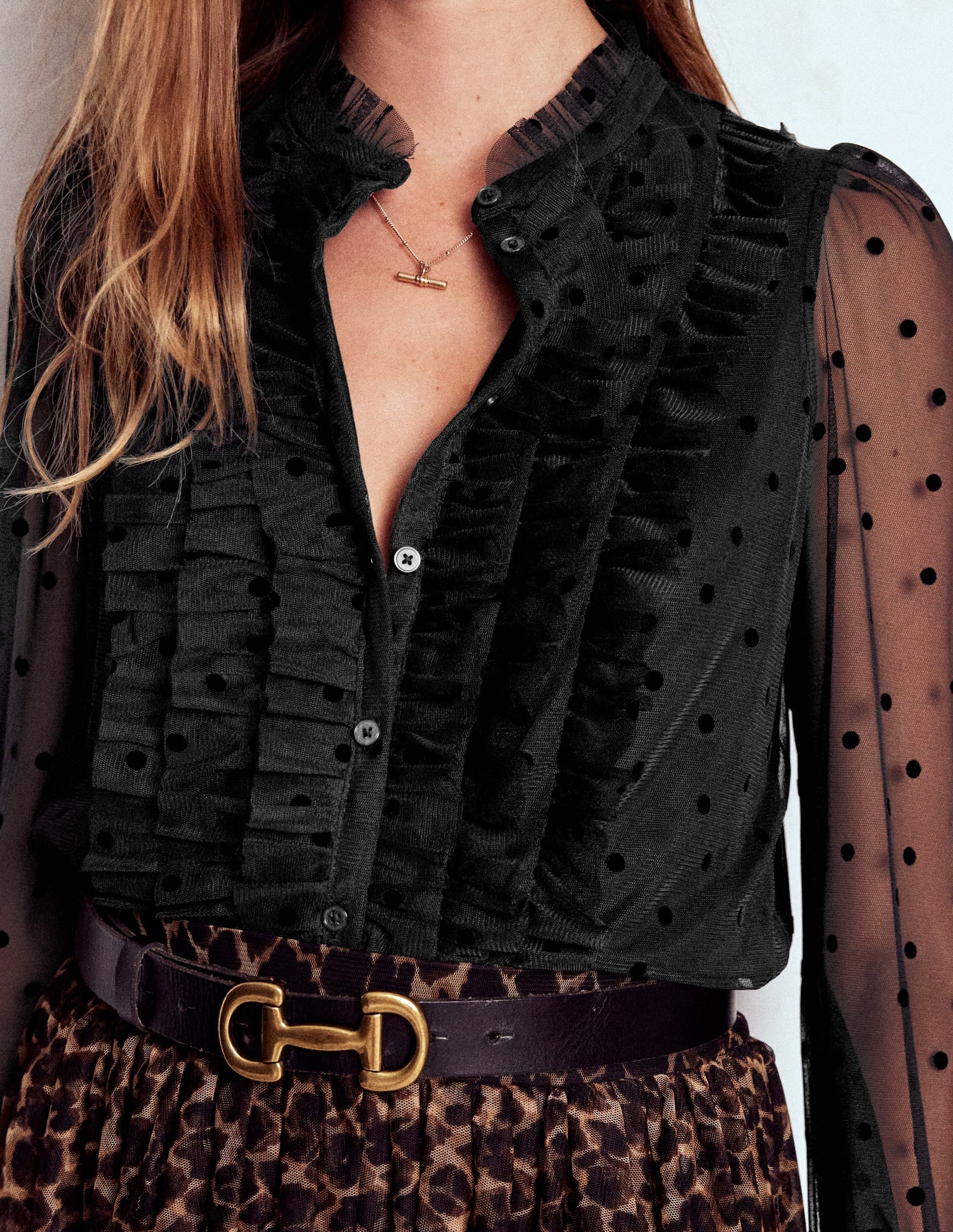 Rüschenbluse aus Tüll-Schwarz-3