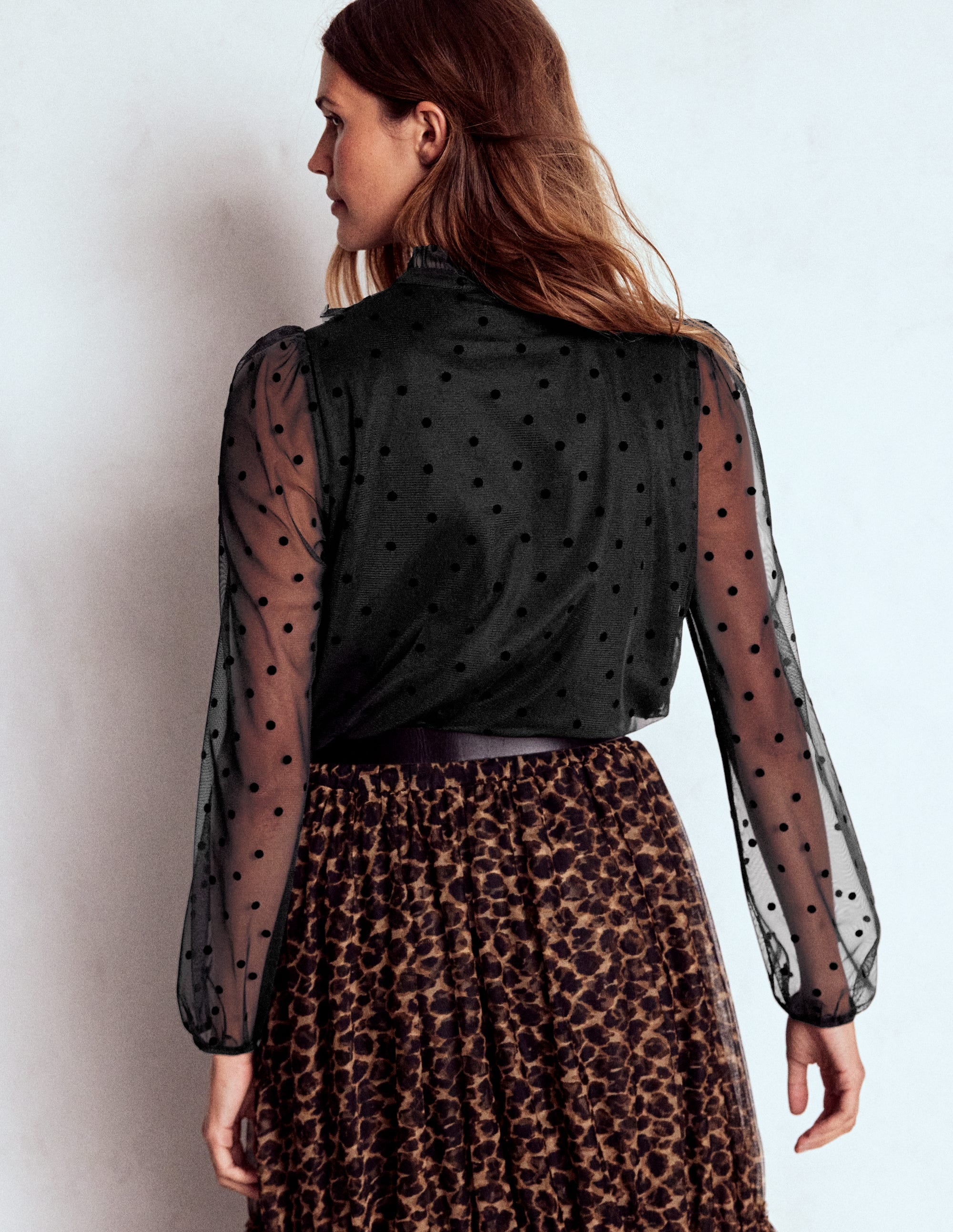 Rüschenbluse aus Tüll-Schwarz - Image 3