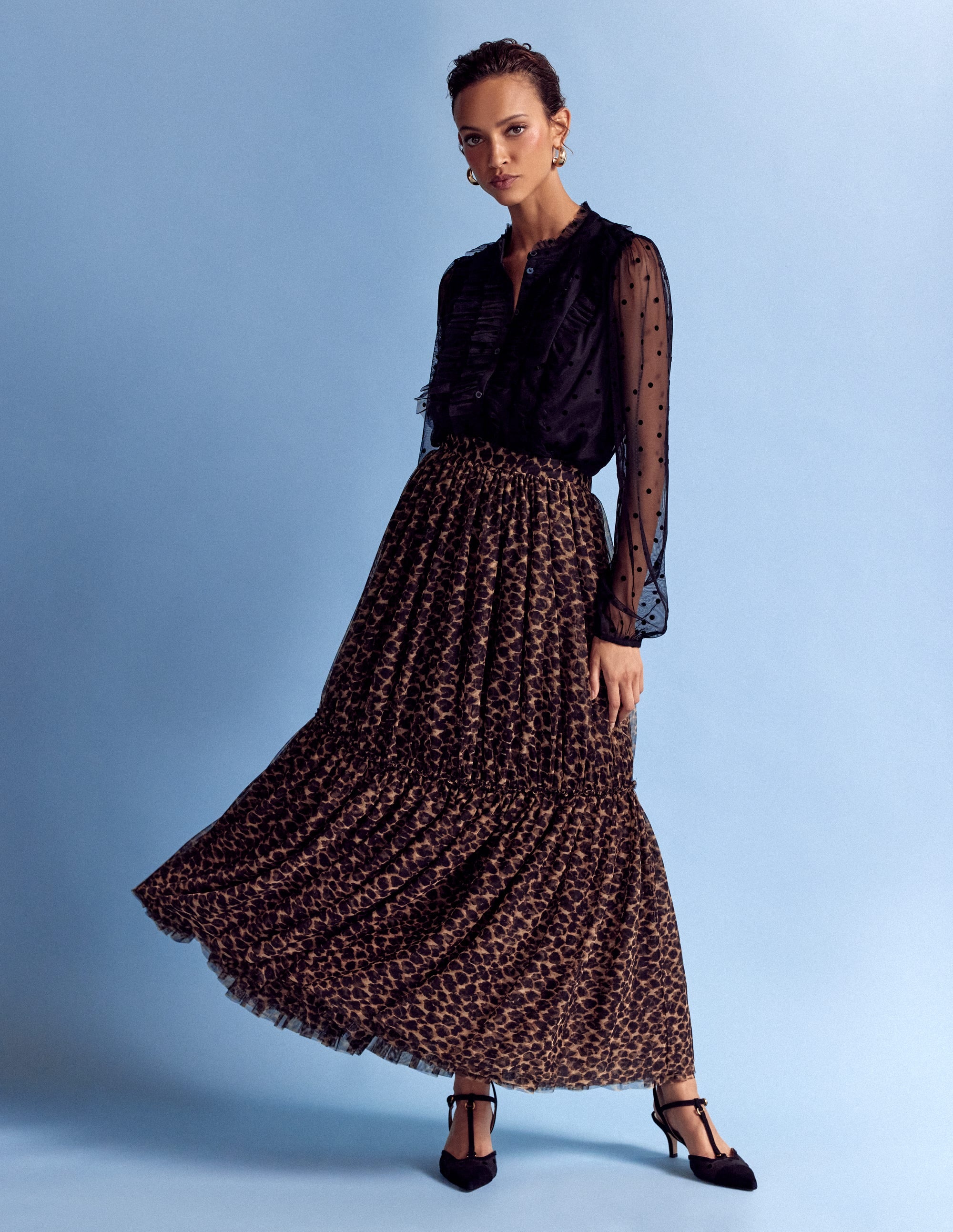 Rüschenbluse aus Tüll-Schwarz - Image 5