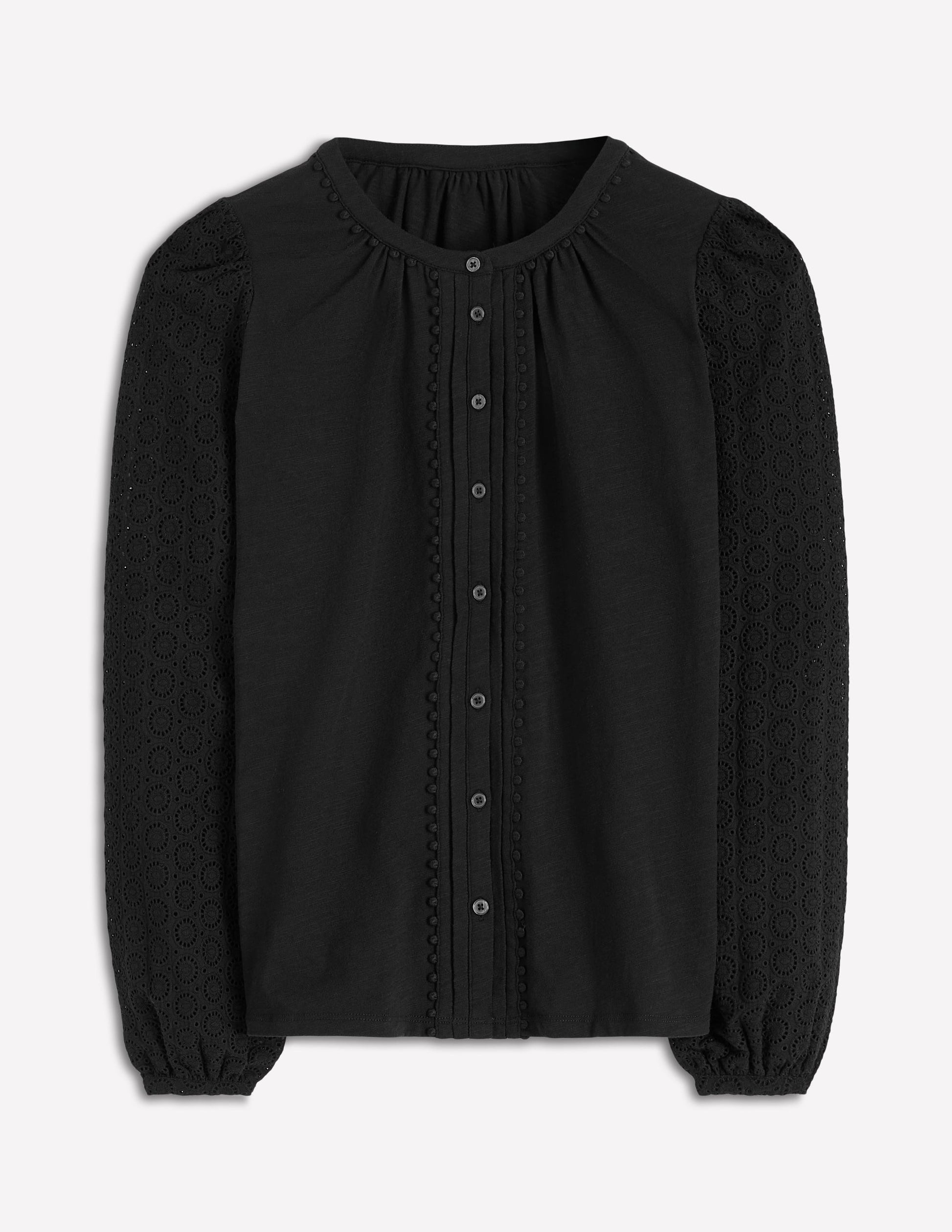 Eden Jerseyhemd mit Lochstickerei-Schwarz-6