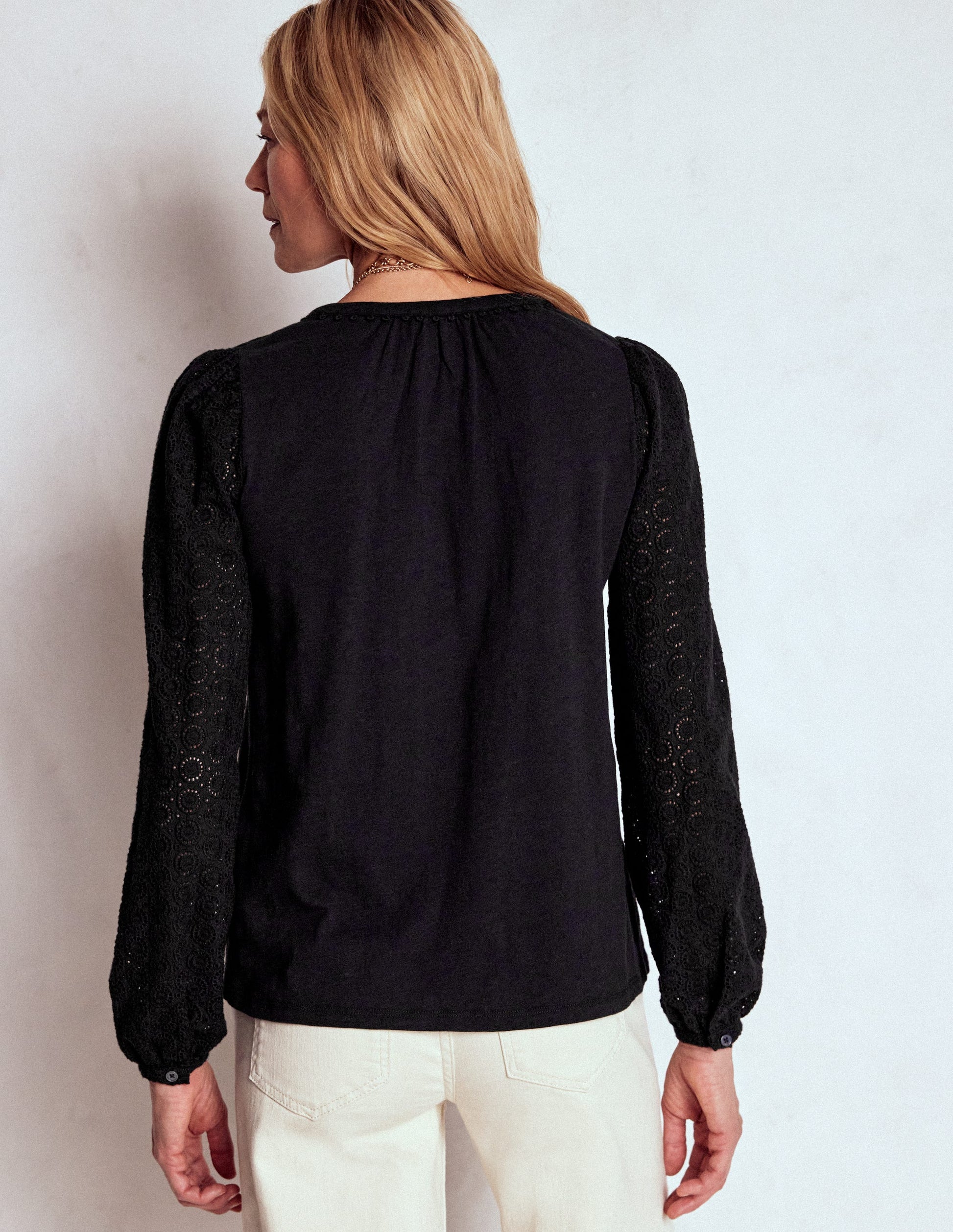 Eden Jerseyhemd mit Lochstickerei-Schwarz-3