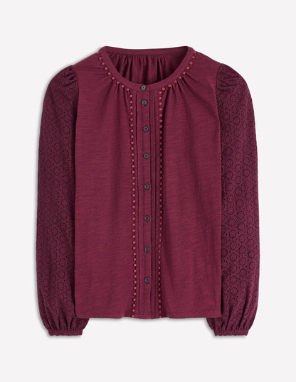 Eden Jerseyhemd mit Lochstickerei-Dunkelviolett-5