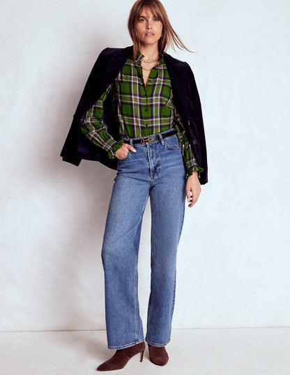 Top Lorna en coton brossé-Carreaux vert, bleu marine et rose-5