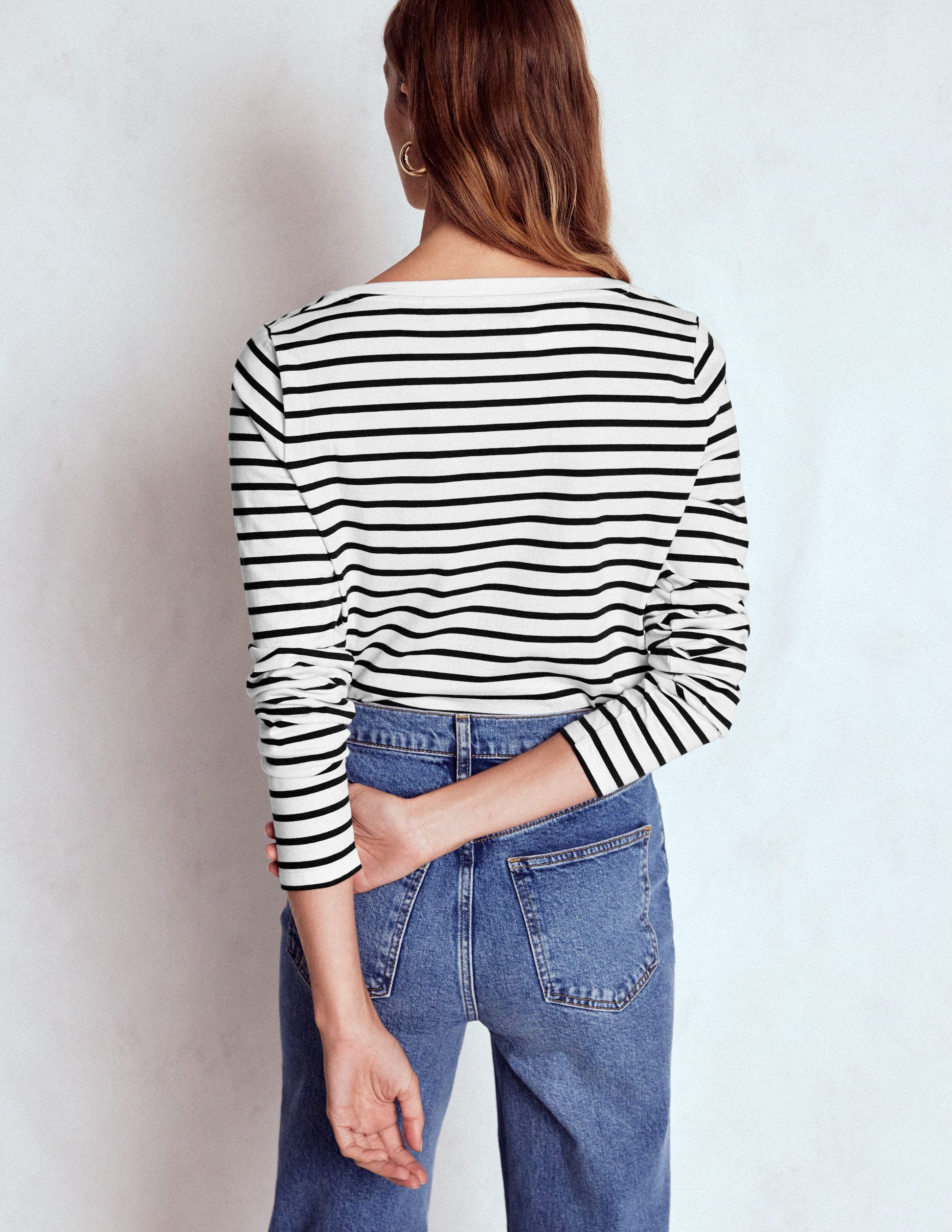 Olivia Langärmliges Bretonshirt-Naturweiß, Schwarz-3