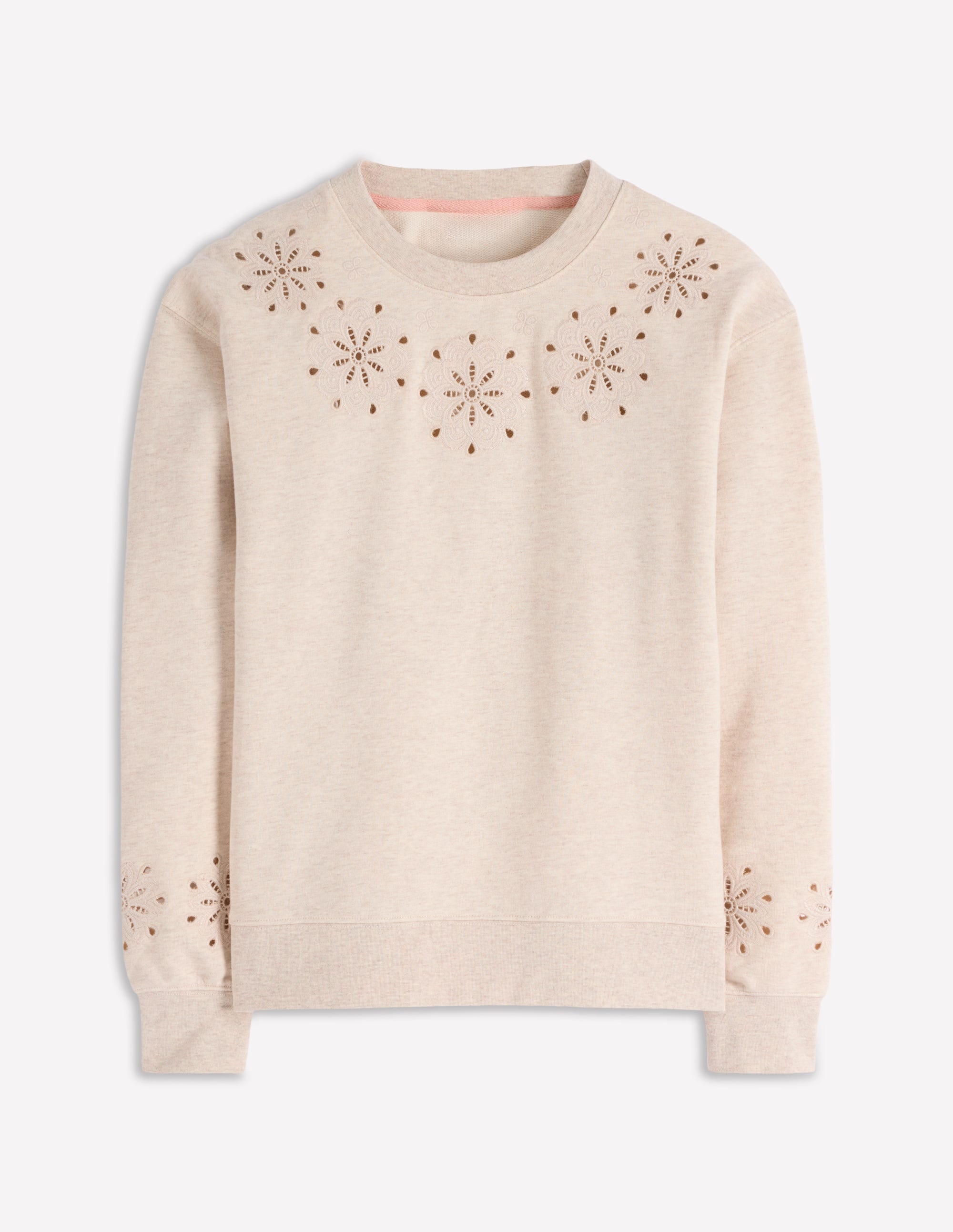 Emi Sweatshirt mit Cutwork-Design-Beige Meliert - Image 5