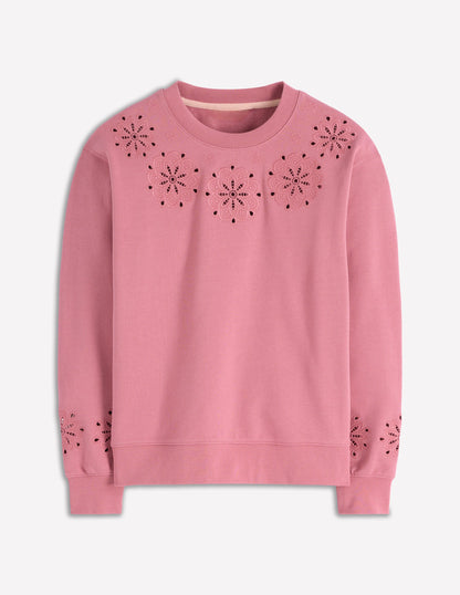 Emi Sweatshirt mit Cutwork-Design-Rosa Heide-5