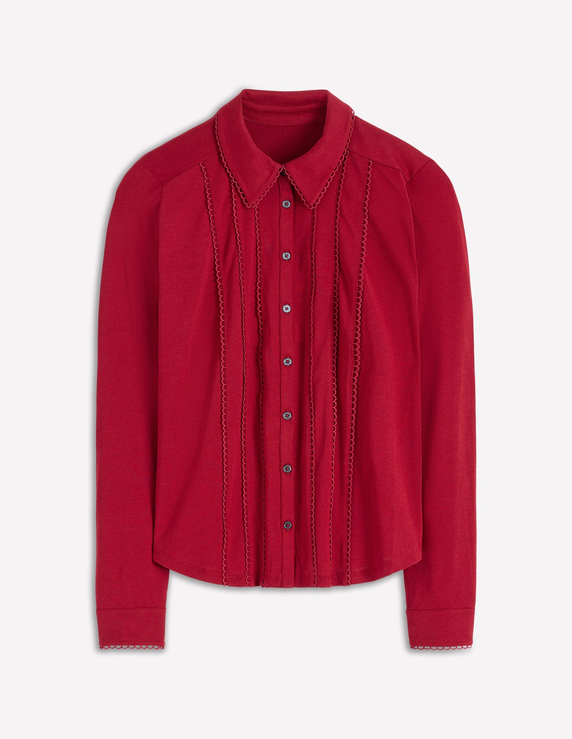 Chemise en jersey à détails en picots-Pourpre-5