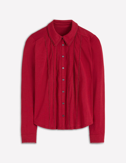 Chemise en jersey à détails en picots-Pourpre-5