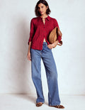 Chemise en jersey à détails en picots-Pourpre
