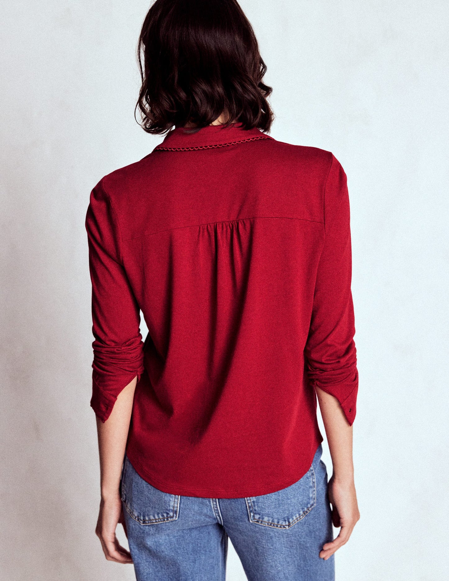 Chemise en jersey à détails en picots-Pourpre