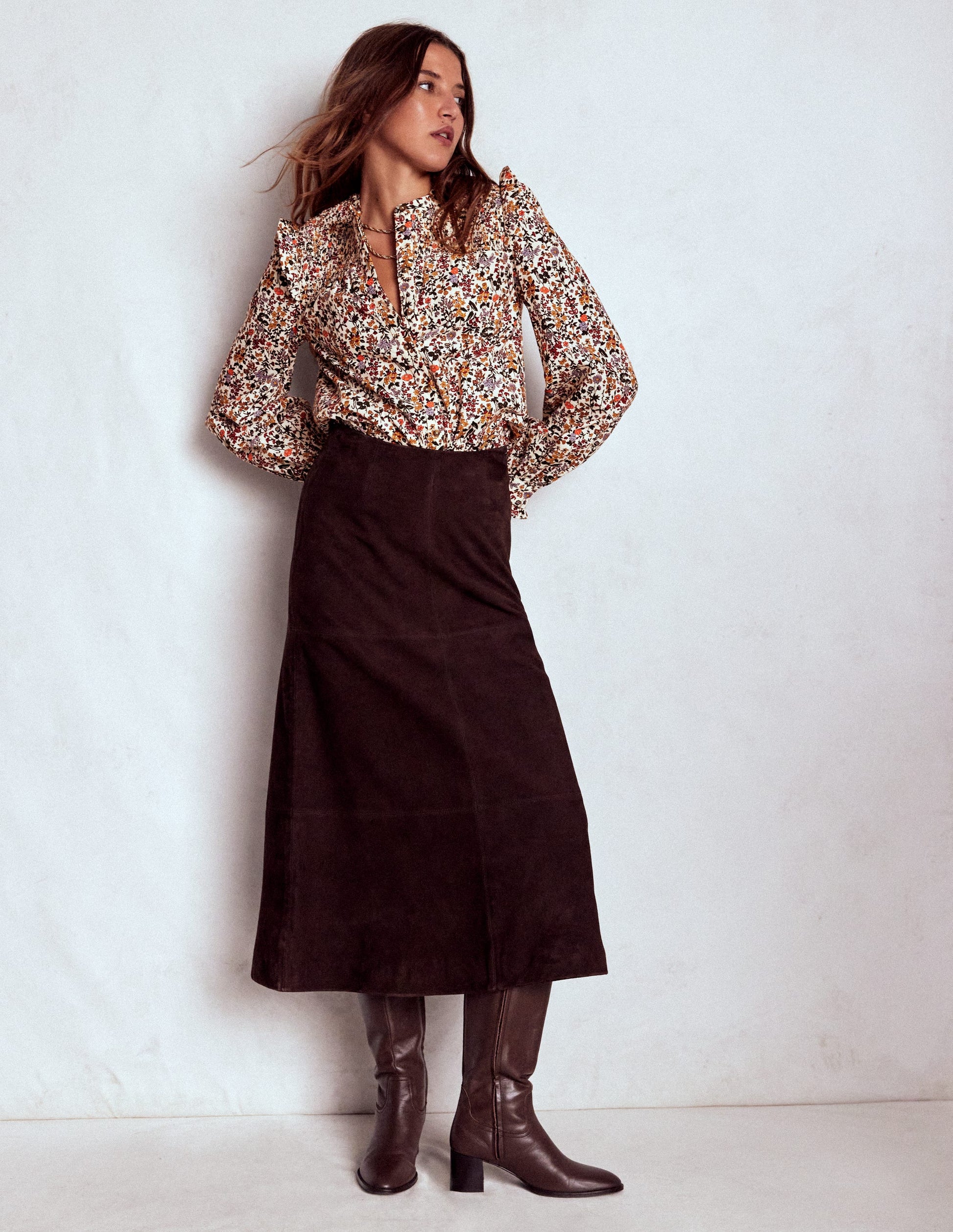 Cord-Oberteil mit gesmokter Passe-Naturweiß Blumenmuster-6