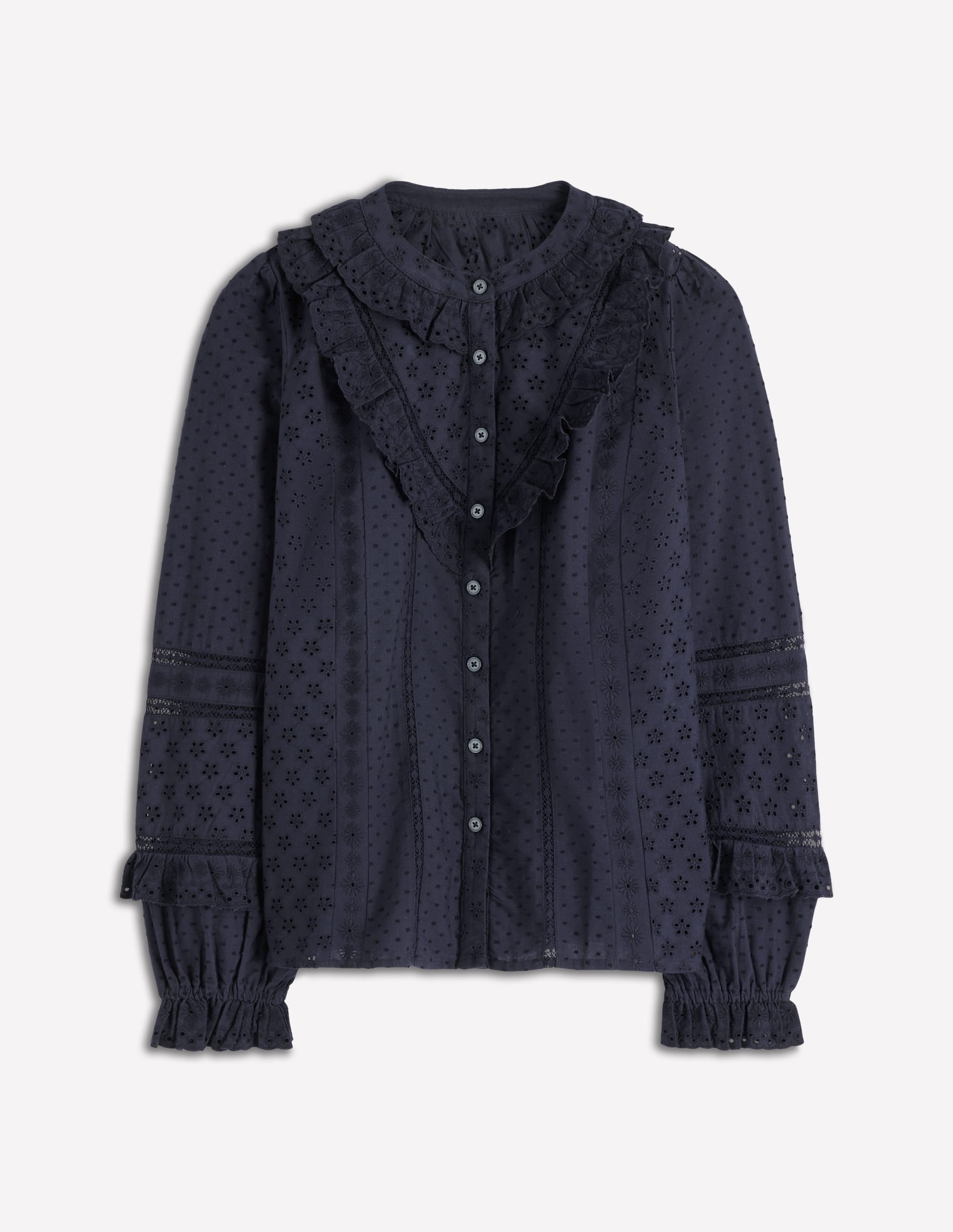 Broderie Ruffle Top-Navy - Image 2