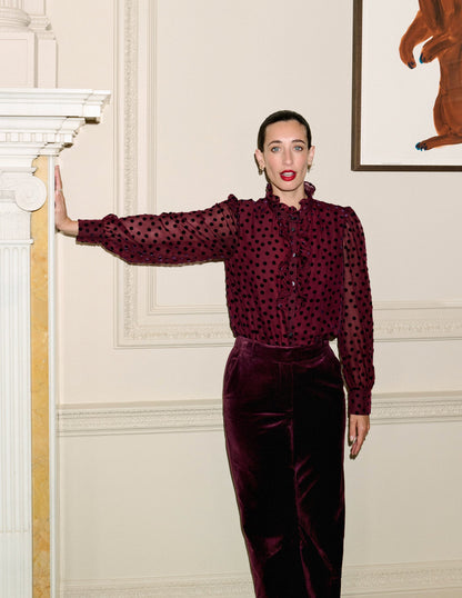 Sasha Devore Velvet Top-Deep Wisteria Spot-1