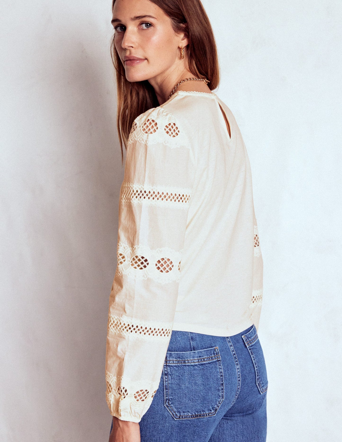 Millie Lace Mix Top-Ivory