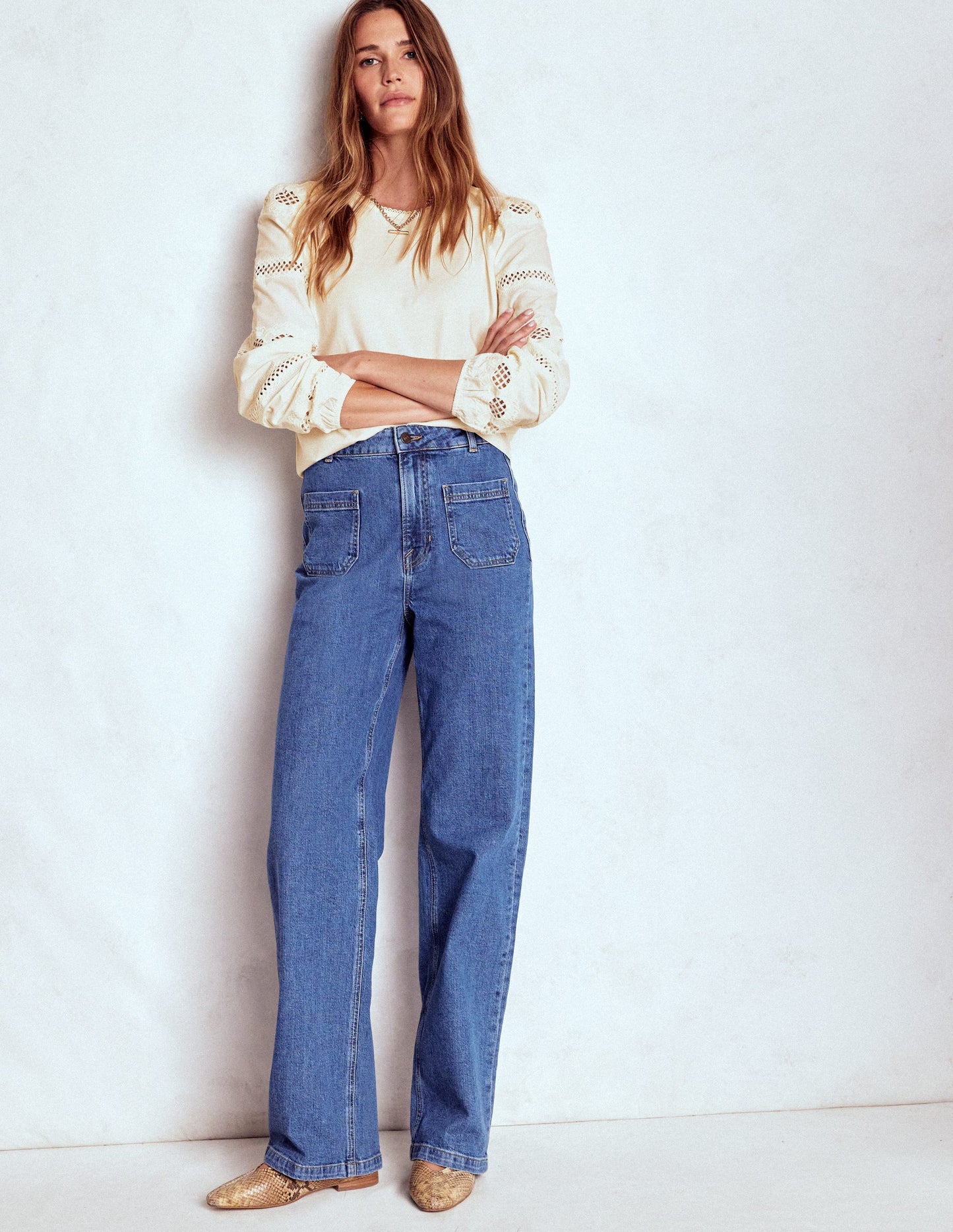 Millie Lace Mix Top-Ivory