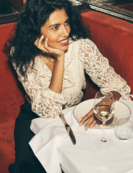 Bluse mit Rüschen und Spitze-Naturweiß