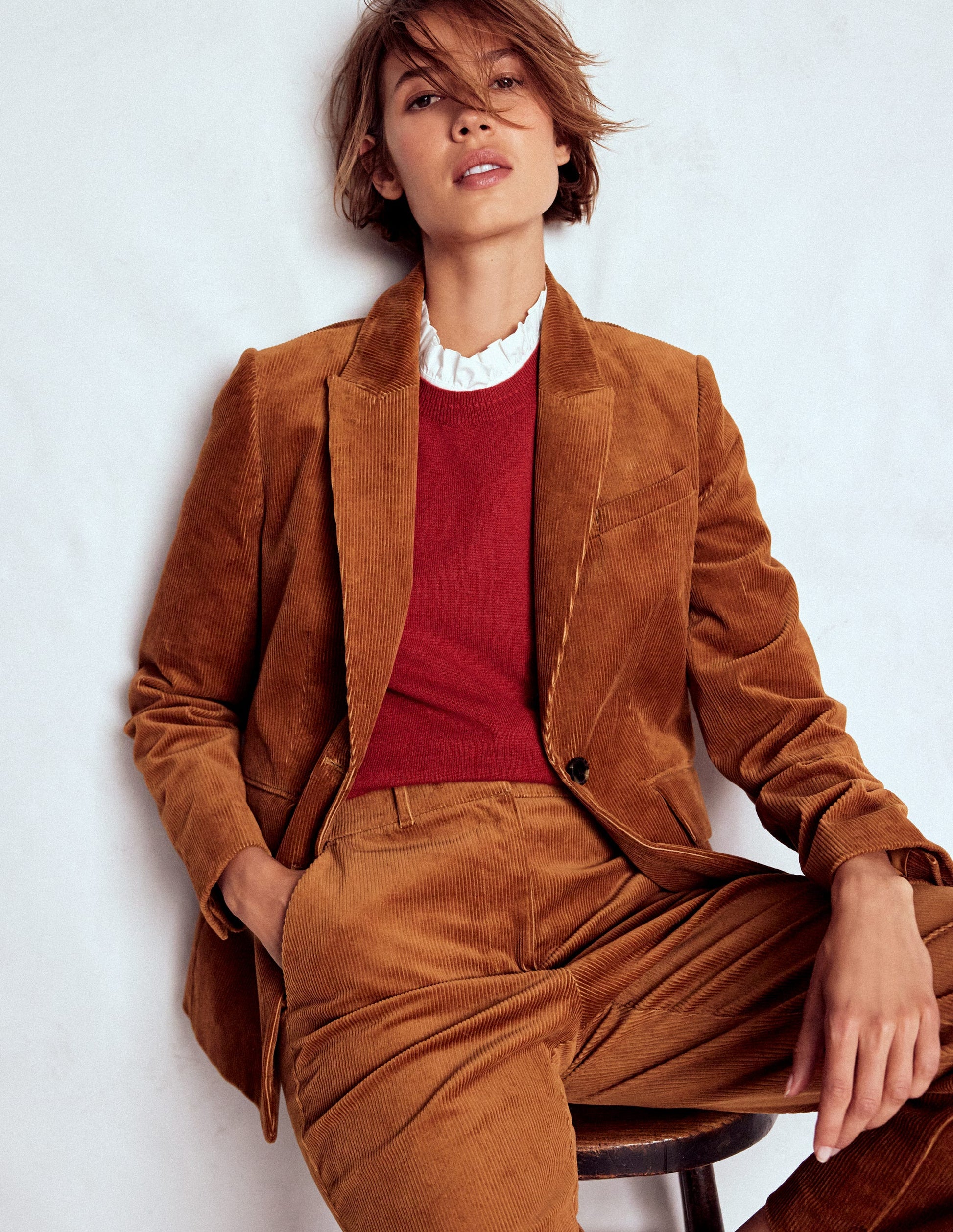 Blazer Stamford en velours côtelé-Gingembre-4