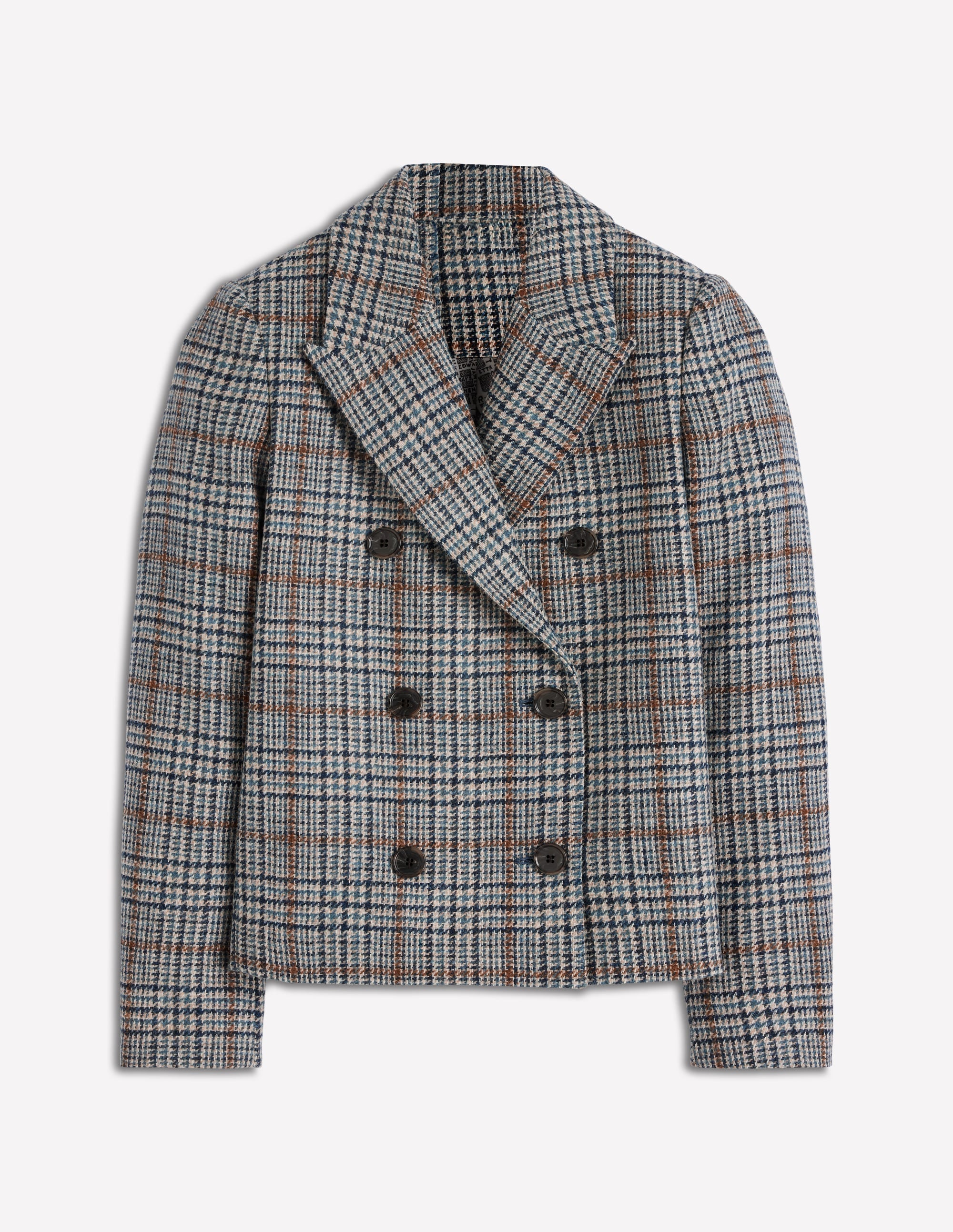 Zweireihiger Blazer mit kastenförmigem Schnitt-Blau und Grau Glencheck - Image 7